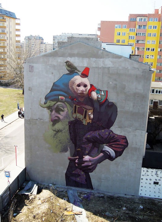 Etam Cru street art - Monkey Business  Warsaw, Poland, 2013